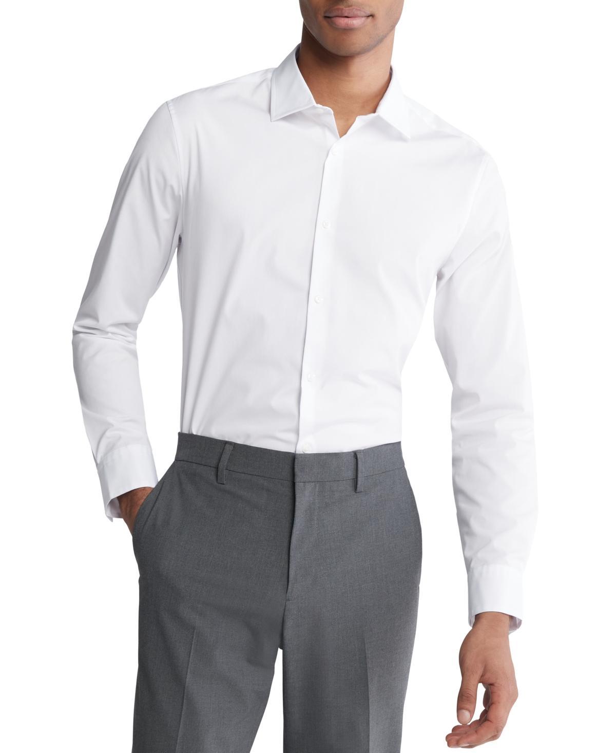 Calvin Klein Mens Slim Fit Supima Stretch Long Sleeve Button-Front Shirt Product Image