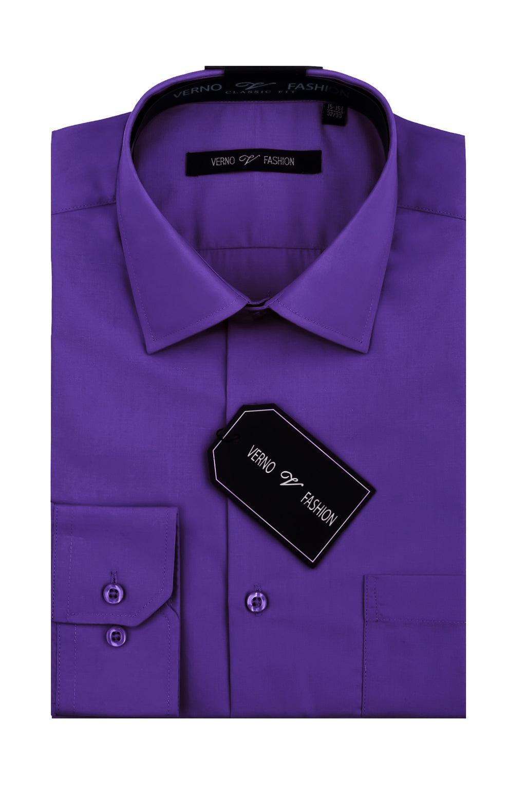 Cotton Blend Dress Shirt Regular Fit In Lilac Product Image