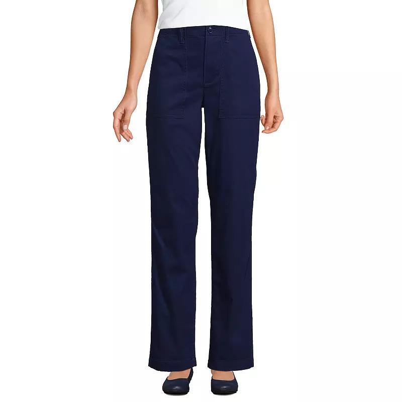 Petite Lands End High-Rise Chino Utility Pants, Womens Rich Red Product Image