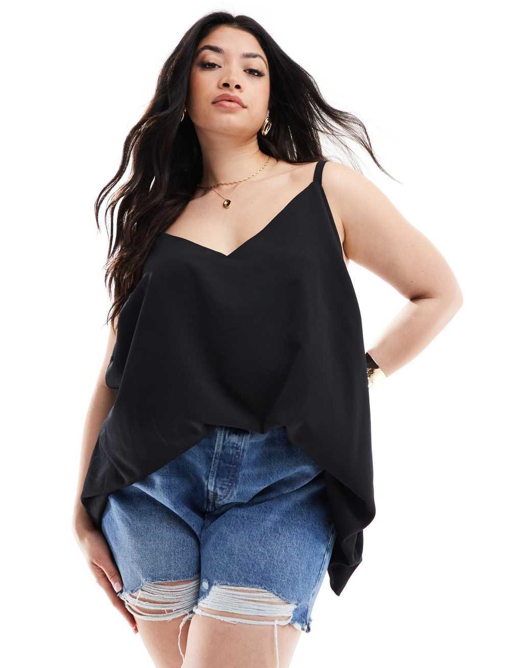 Yours cami tank top in black  Product Image