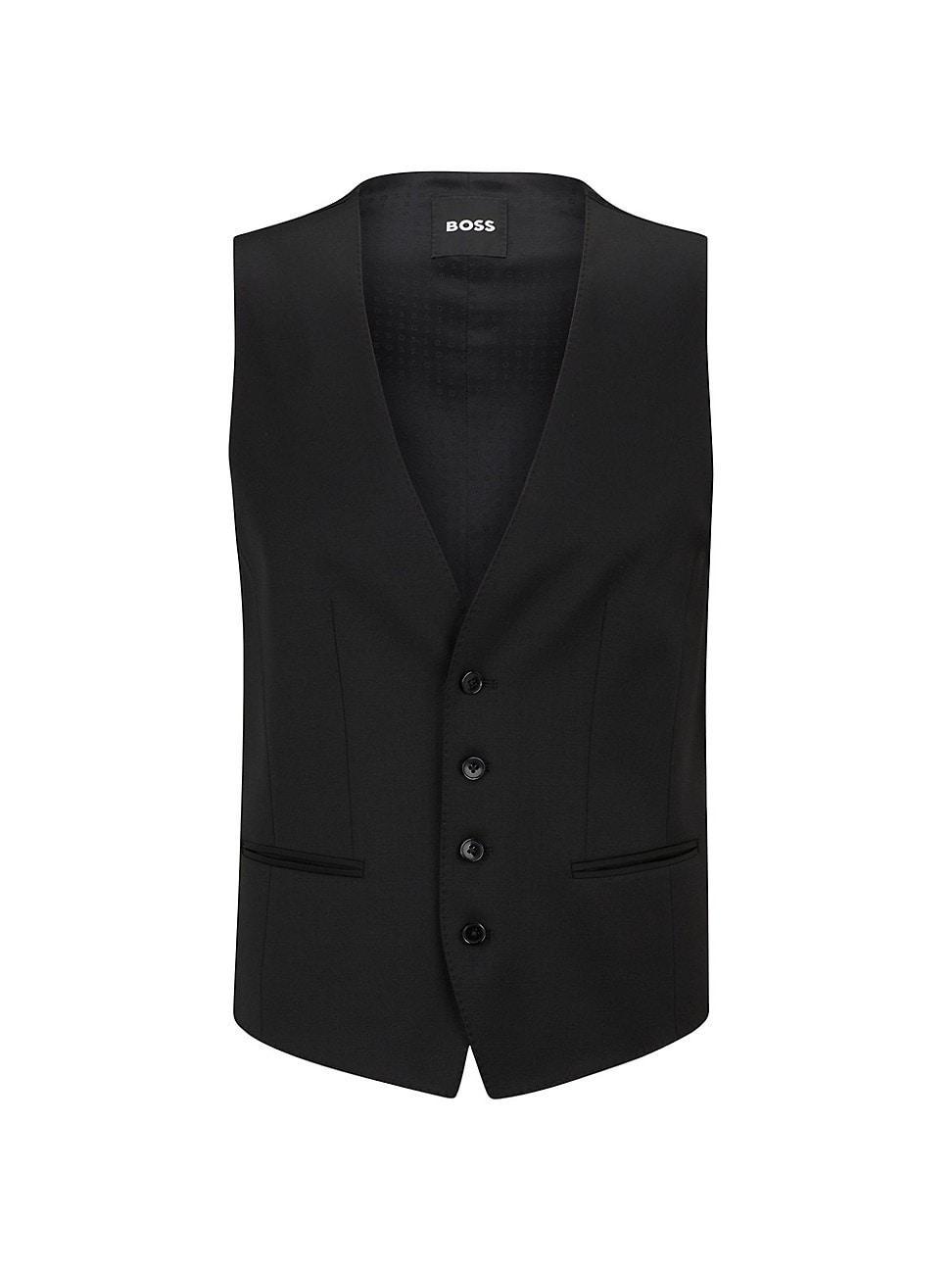 Boss Men's Single-breasted Waistcoat In Black Product Image