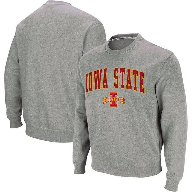 Mens Colosseum Heather Gray Iowa State Cyclones Arch & Logo Crew Neck Sweatshirt Product Image