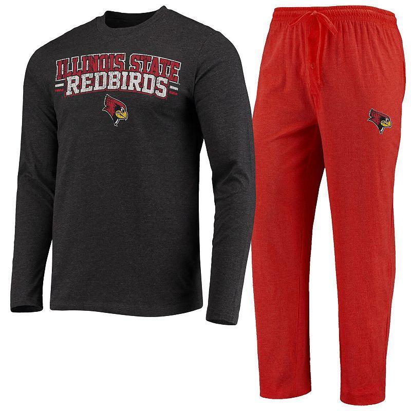 Mens Concepts Sport Red/Heathered Charcoal Illinois State Redbirds Meter Long Sleeve T-Shirt & Pants Sleep Set ILS Red Product Image