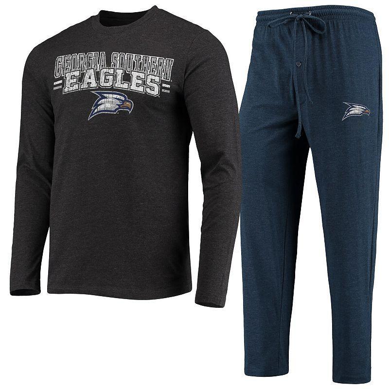 Mens Concepts Sport Navy/Heathered Charcoal Georgia Southern Eagles Meter Long Sleeve T-Shirt & Pants Sleep Set Product Image