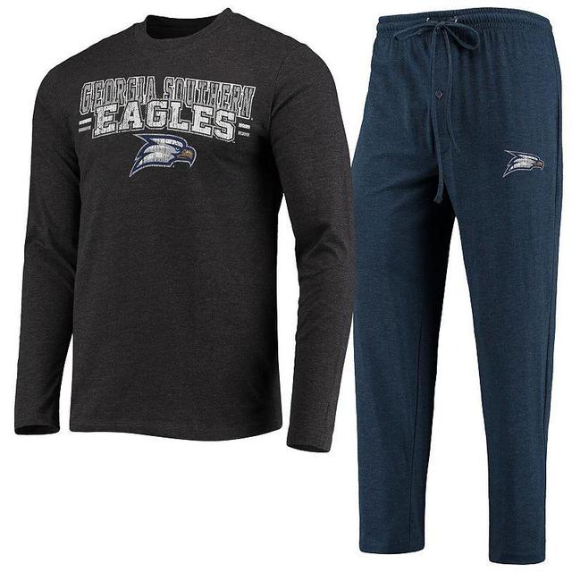 Mens Concepts Sport Navy/Heathered Charcoal Georgia Southern Eagles Meter Long Sleeve T-Shirt & Pants Sleep Set Gsu Blue Product Image