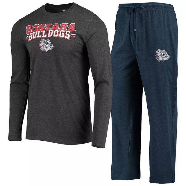 Mens Concepts Sport Navy/Heathered Charcoal Gonzaga Bulldogs Meter Long Sleeve T-Shirt & Pants Sleep Set Product Image