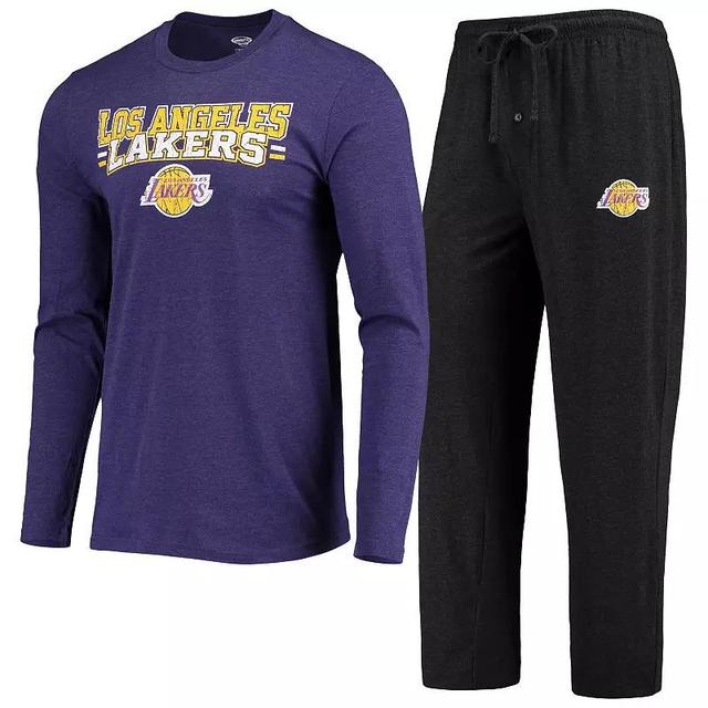 Mens Concepts Sport /Black Los Angeles Lakers Long Sleeve T-Shirt & Pants Sleep Set Product Image