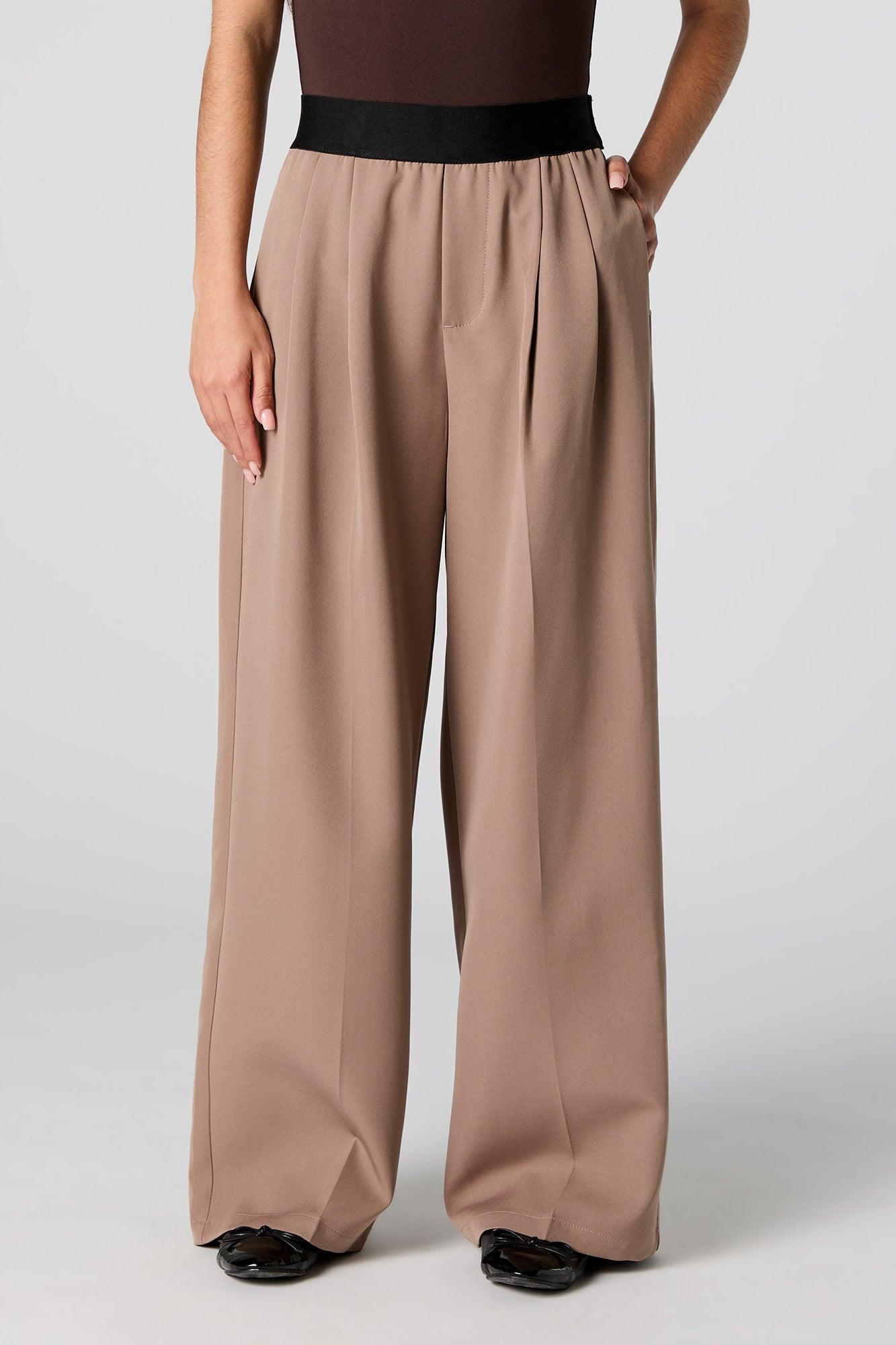 Elastic Waist Wide Leg Dress Pant Female Product Image