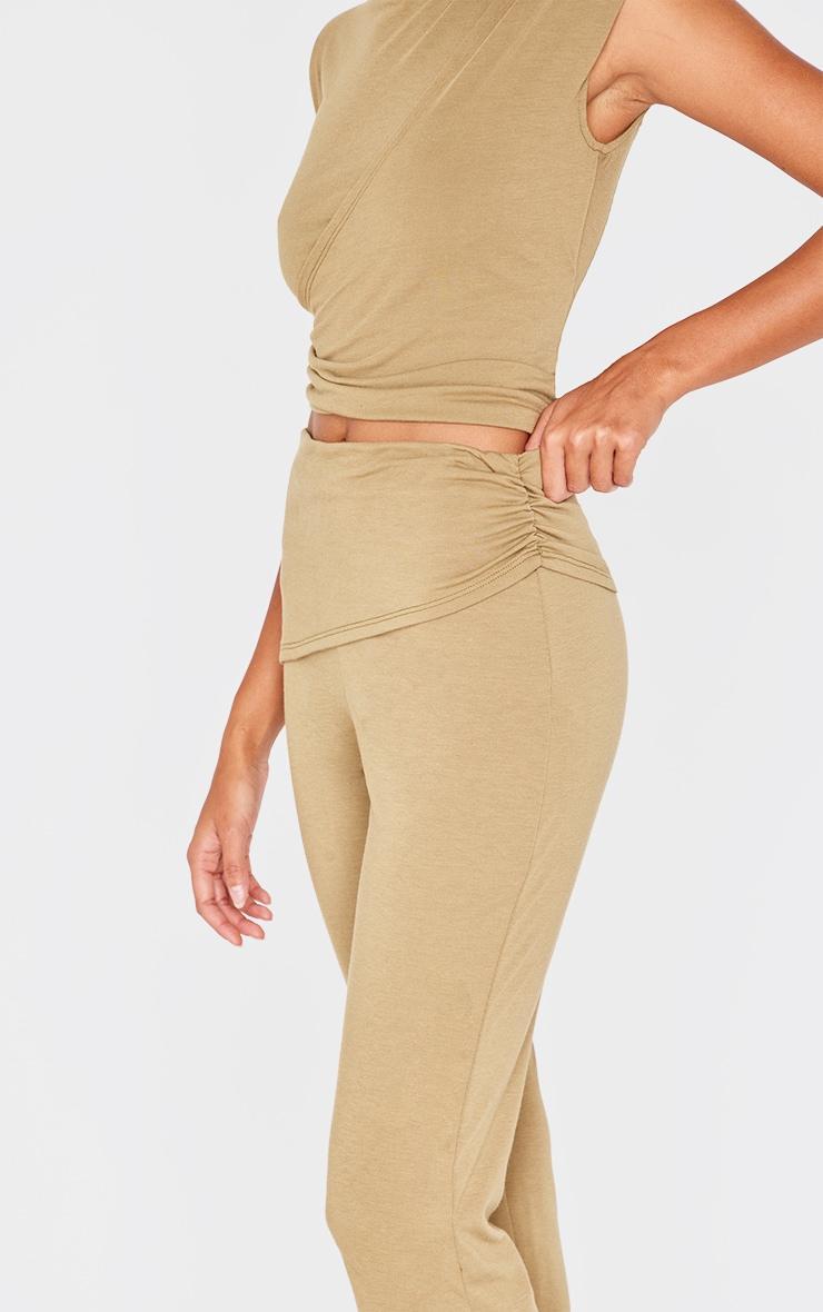 Olive Jersey Ruched Wrap Skinny Flare Pant Product Image