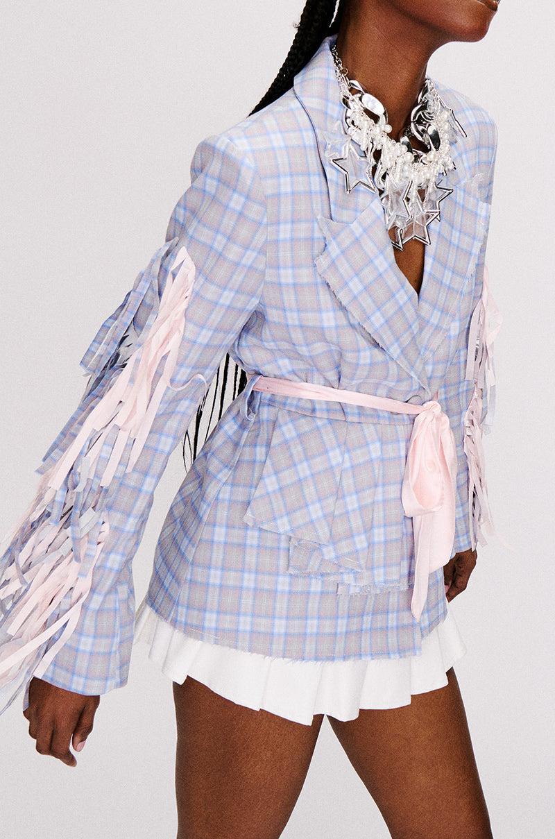 SHABBY CHIC PLAID BLAZER WITH RIBBONS Product Image