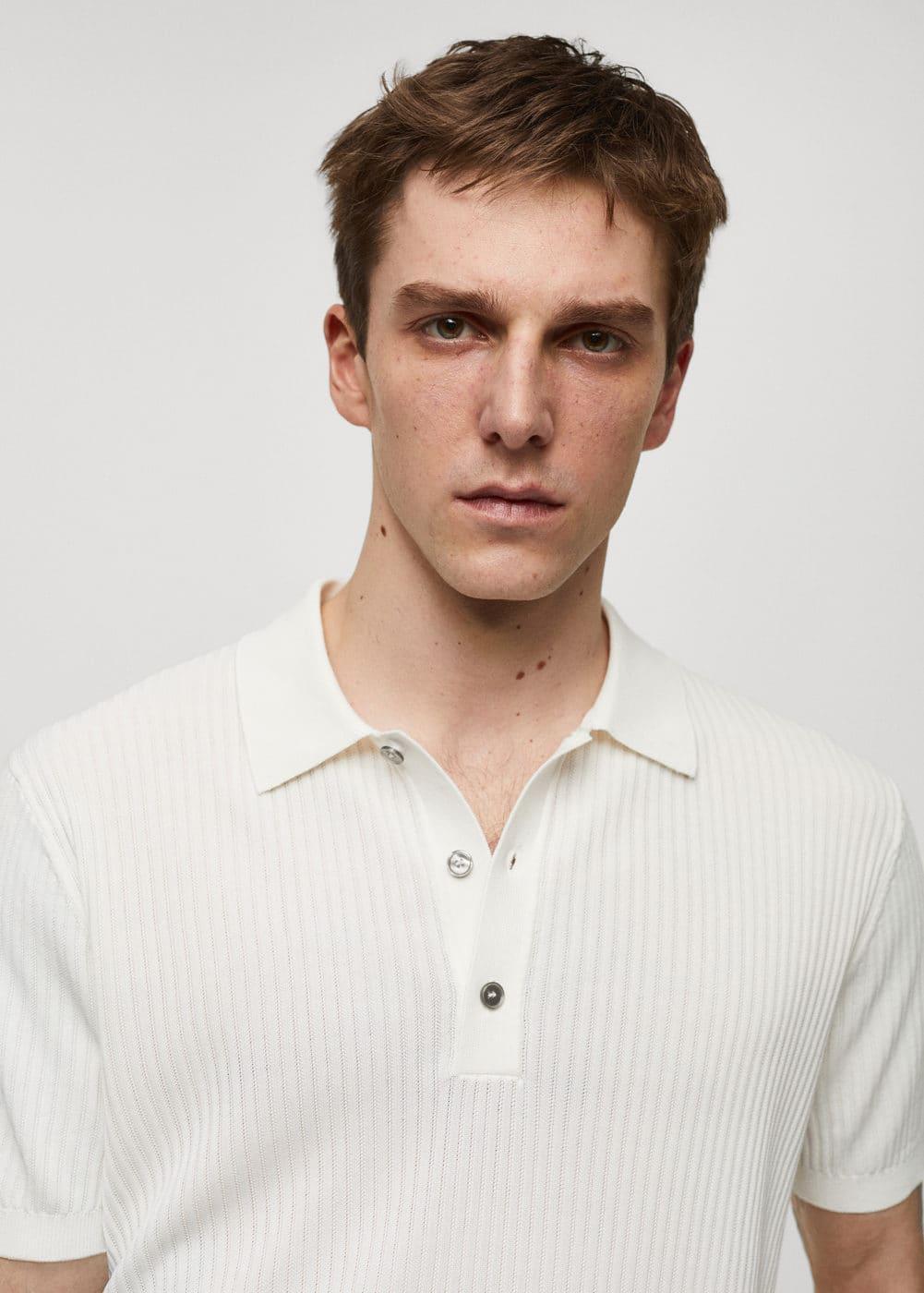 MANGO MAN - Knit cotton polo shirt off whiteMen Product Image