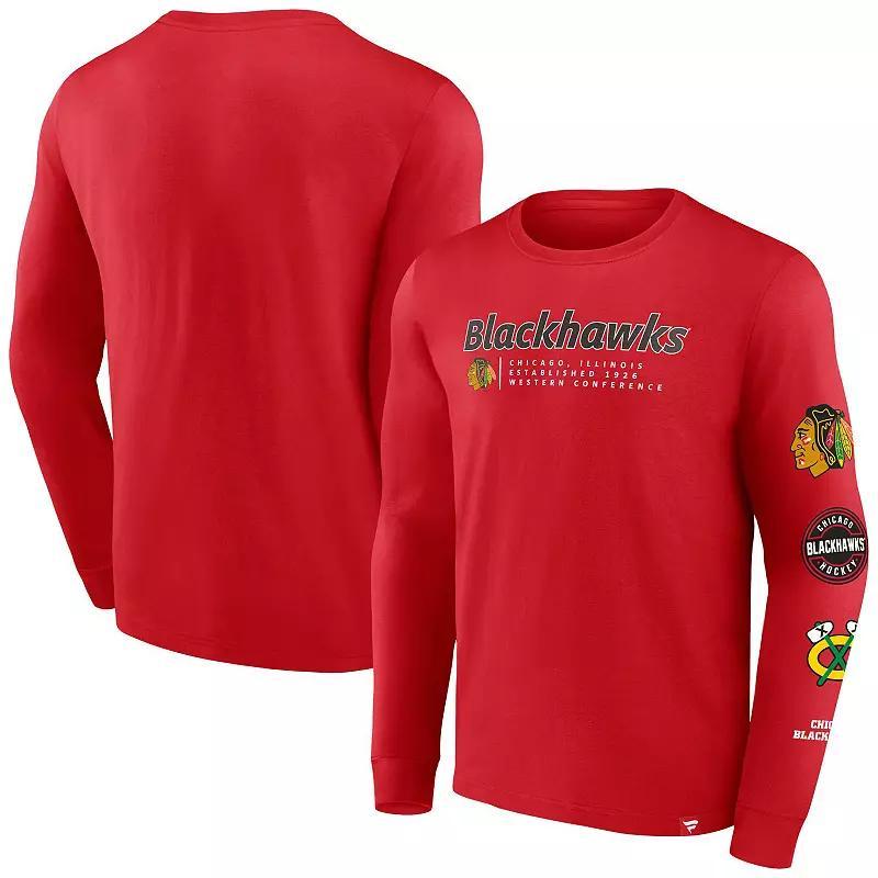 Mens Fanatics Branded Chicago Blackhawks Strike the Goal Long Sleeve T-Shirt Product Image