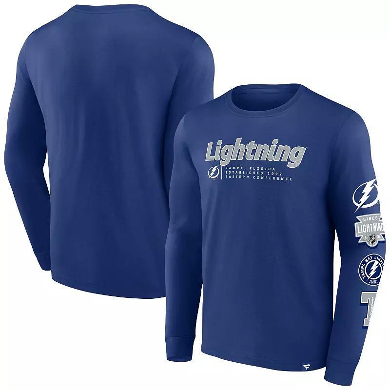 Mens Fanatics Branded Blue Tampa Bay Lightning Strike the Goal Long Sleeve T-Shirt Product Image