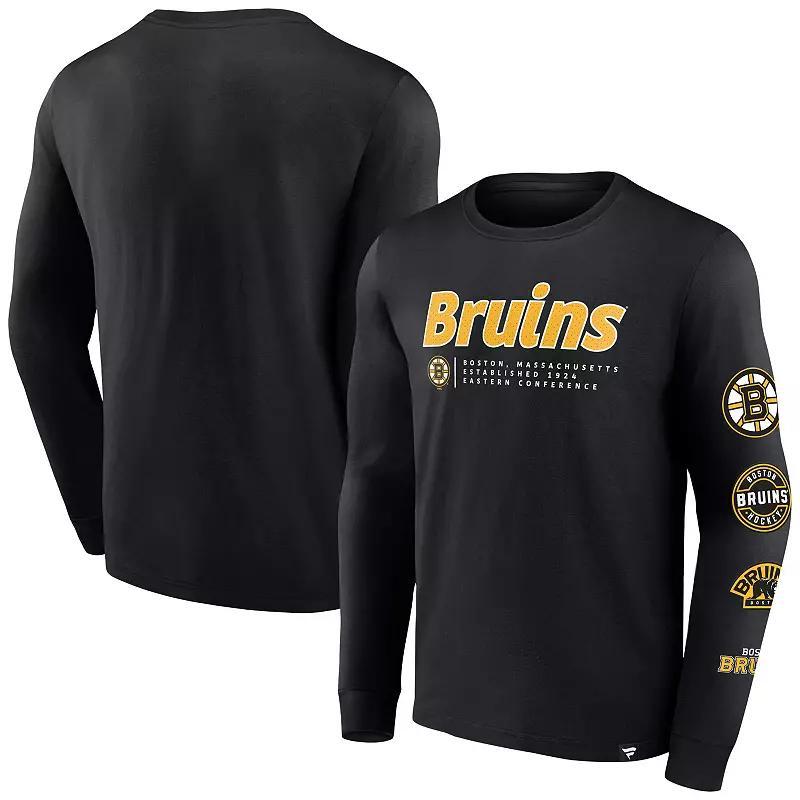 Mens Fanatics Branded Boston Bruins Strike the Goal Long Sleeve T-Shirt Product Image