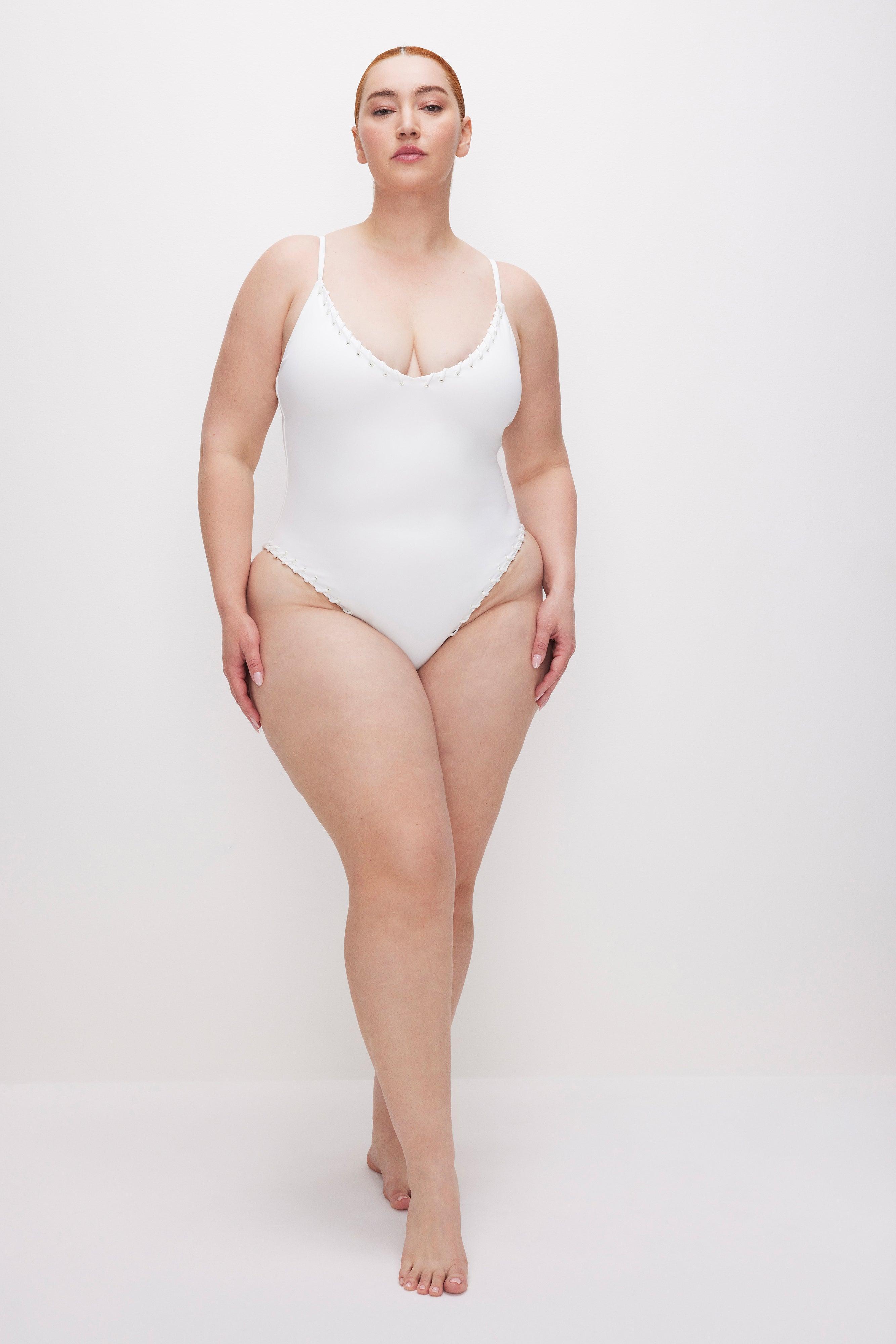 WHIP STITCH COMPRESSION SWIMSUIT | WHITE001 Product Image