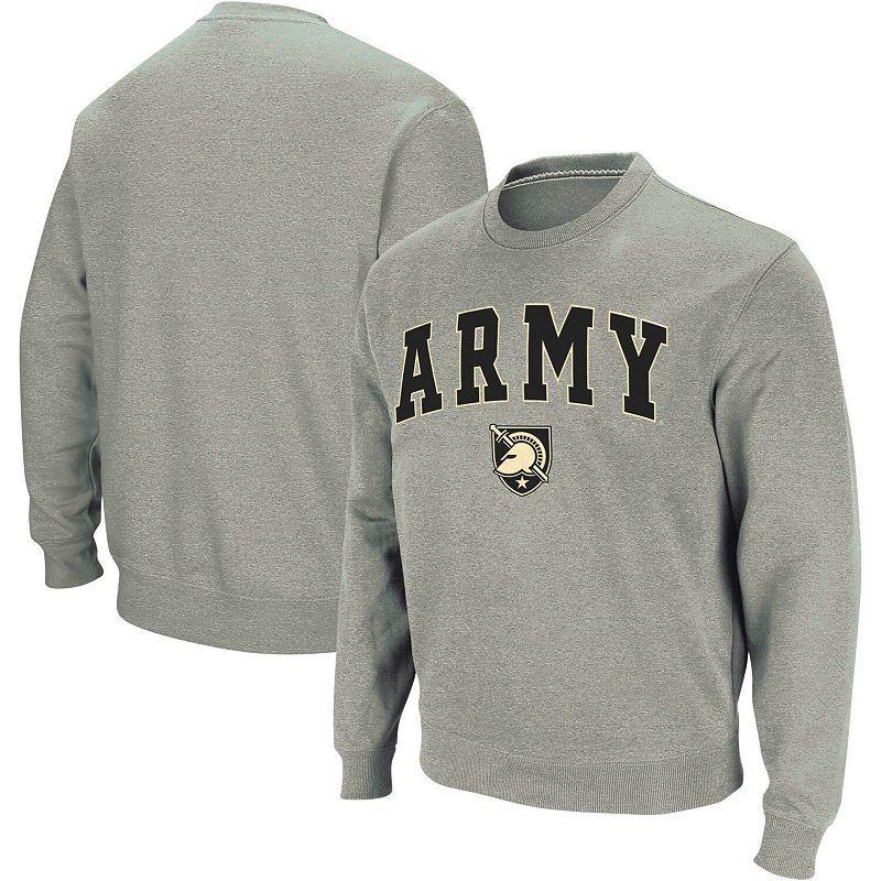 Mens Colosseum Heather Gray Army Black Knights Arch & Logo Crew Neck Sweatshirt Product Image