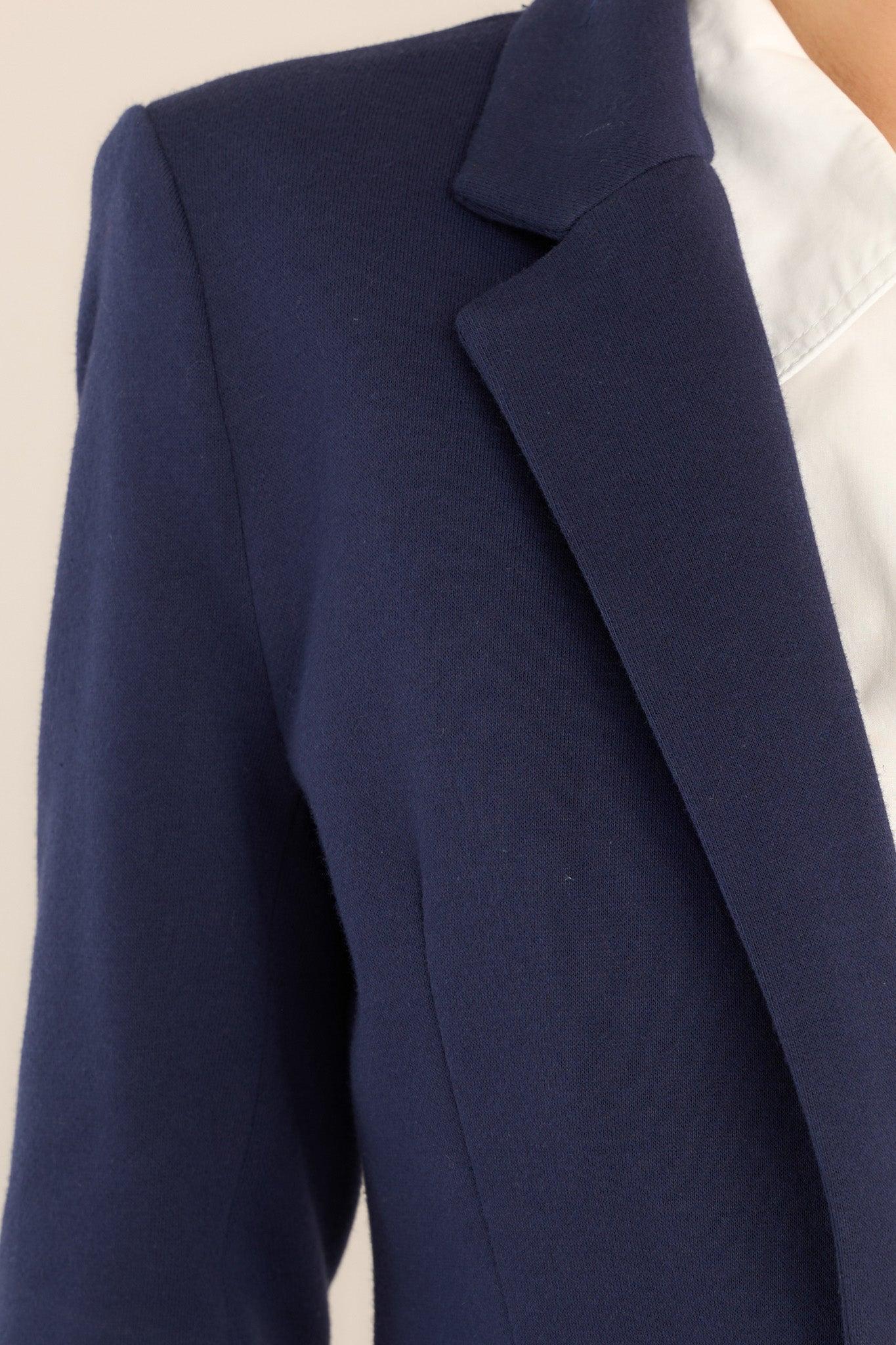 The World Is Yours Navy Blue Ponte Blazer Product Image