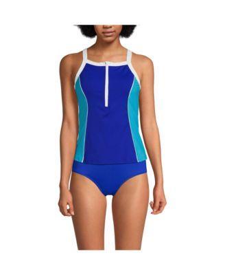 Womens Lands End Zip Front Short Tankini Swimsuit Top Product Image