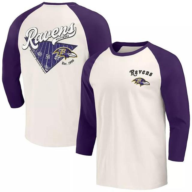 Mens Darius Rucker Collection by Fanatics /White Baltimore Ravens Raglan 3/4 Sleeve T-Shirt Product Image