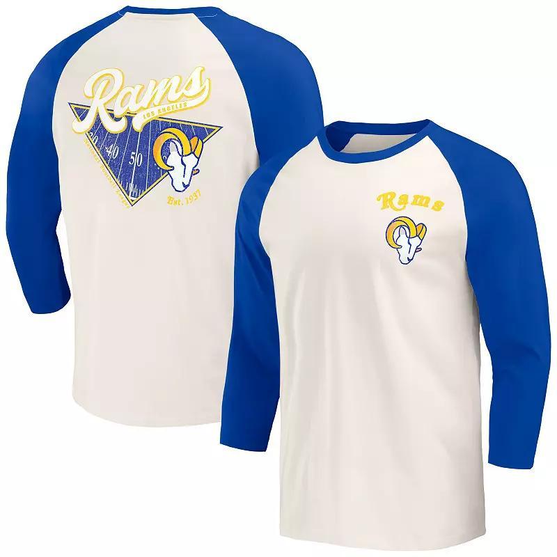 Mens Darius Rucker Collection by Fanatics Royal/White Los Angeles Rams Raglan 3/4 Sleeve T-Shirt Product Image