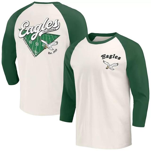 Mens Darius Rucker Collection by Fanatics Kelly /White Philadelphia Eagles Raglan 3/4 Sleeve T-Shirt Product Image