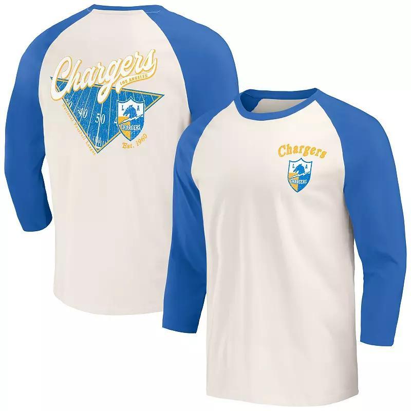 Mens Darius Rucker Collection by Fanatics Powder Blue/White Los Angeles Chargers Raglan 3/4 Sleeve T-Shirt Product Image