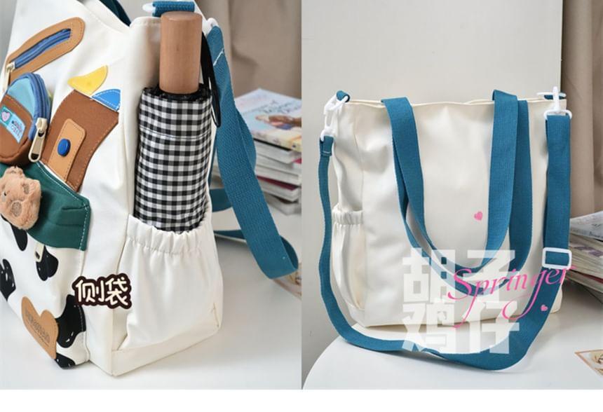 Applique Nylon Crossbody Tote Bag / Bag Charm / Set Product Image