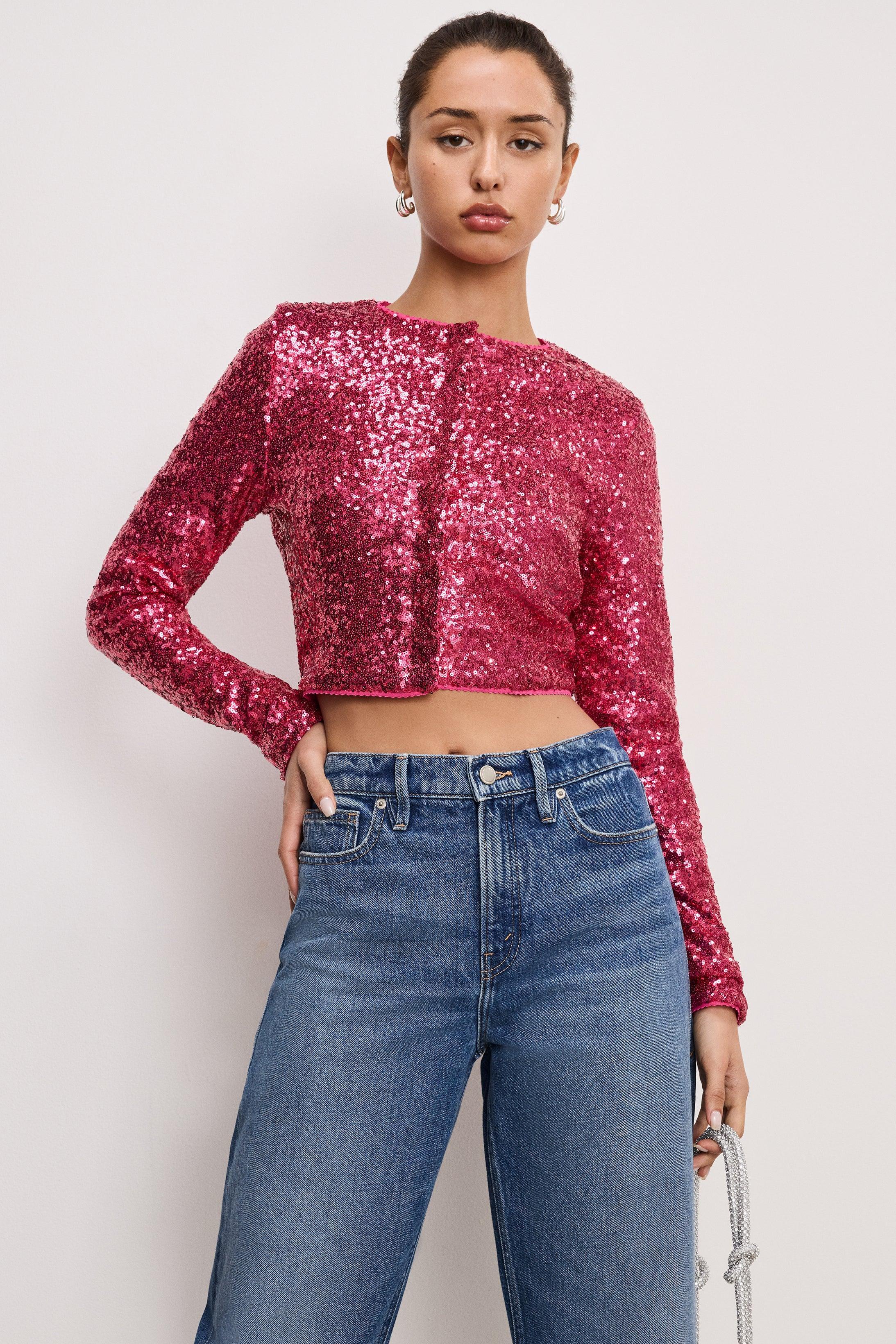 SEQUIN CARDIGAN | BALLERINA PINK004 Product Image