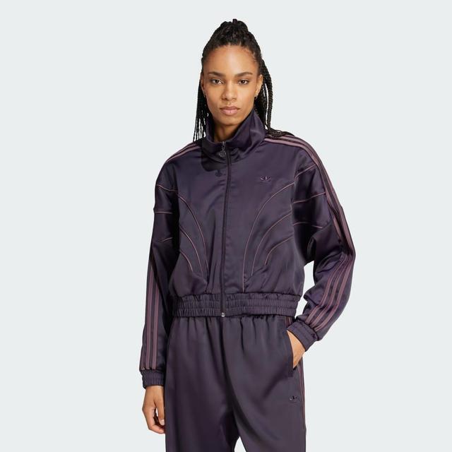 adidas Piping Loose Crop Track Top Aurora Black 2XS Womens Product Image