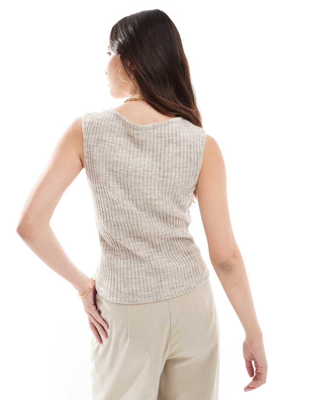 ASOS DESIGN knit vest in beige Product Image