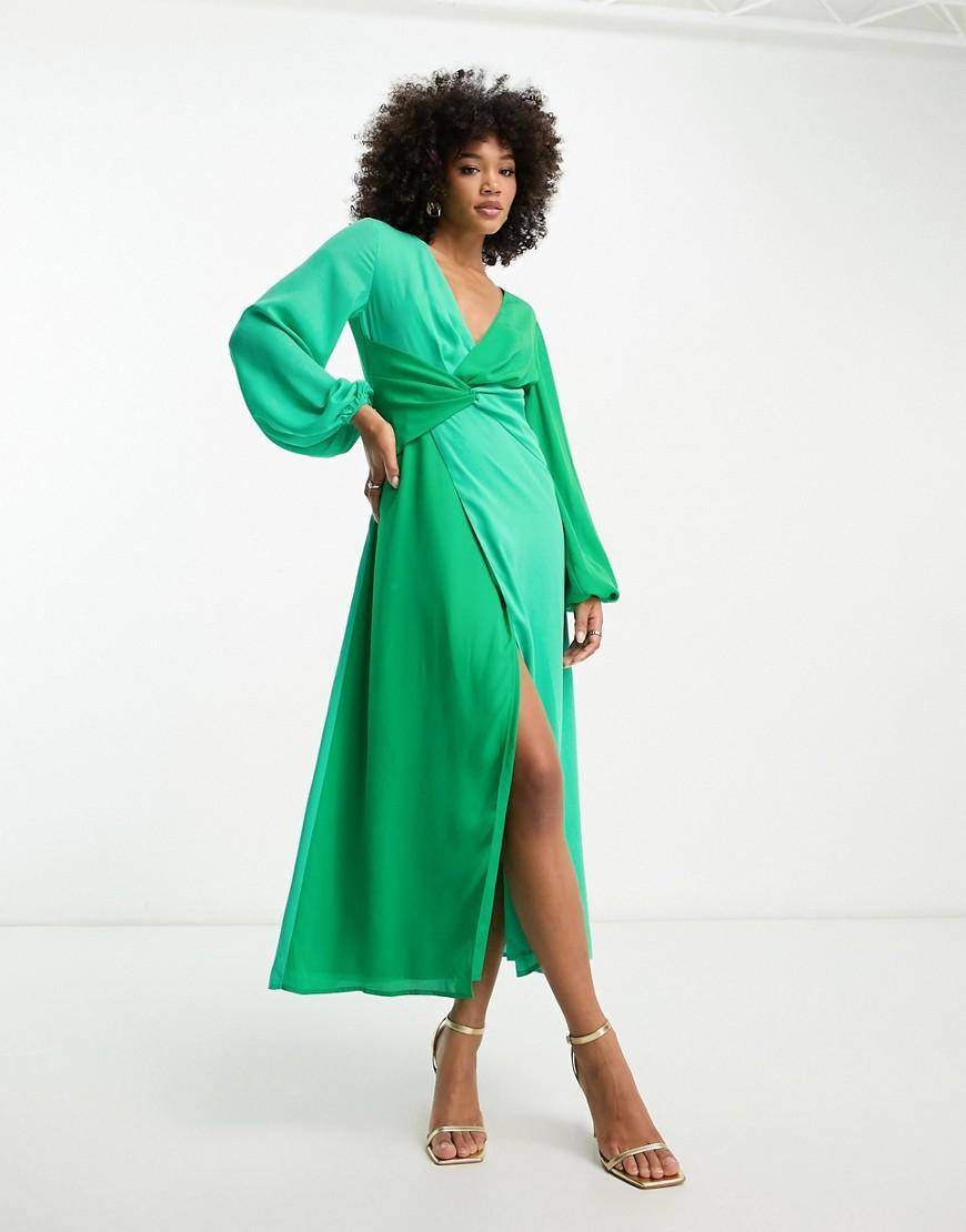 Pretty Lavish knot front contrast maxi dress Product Image