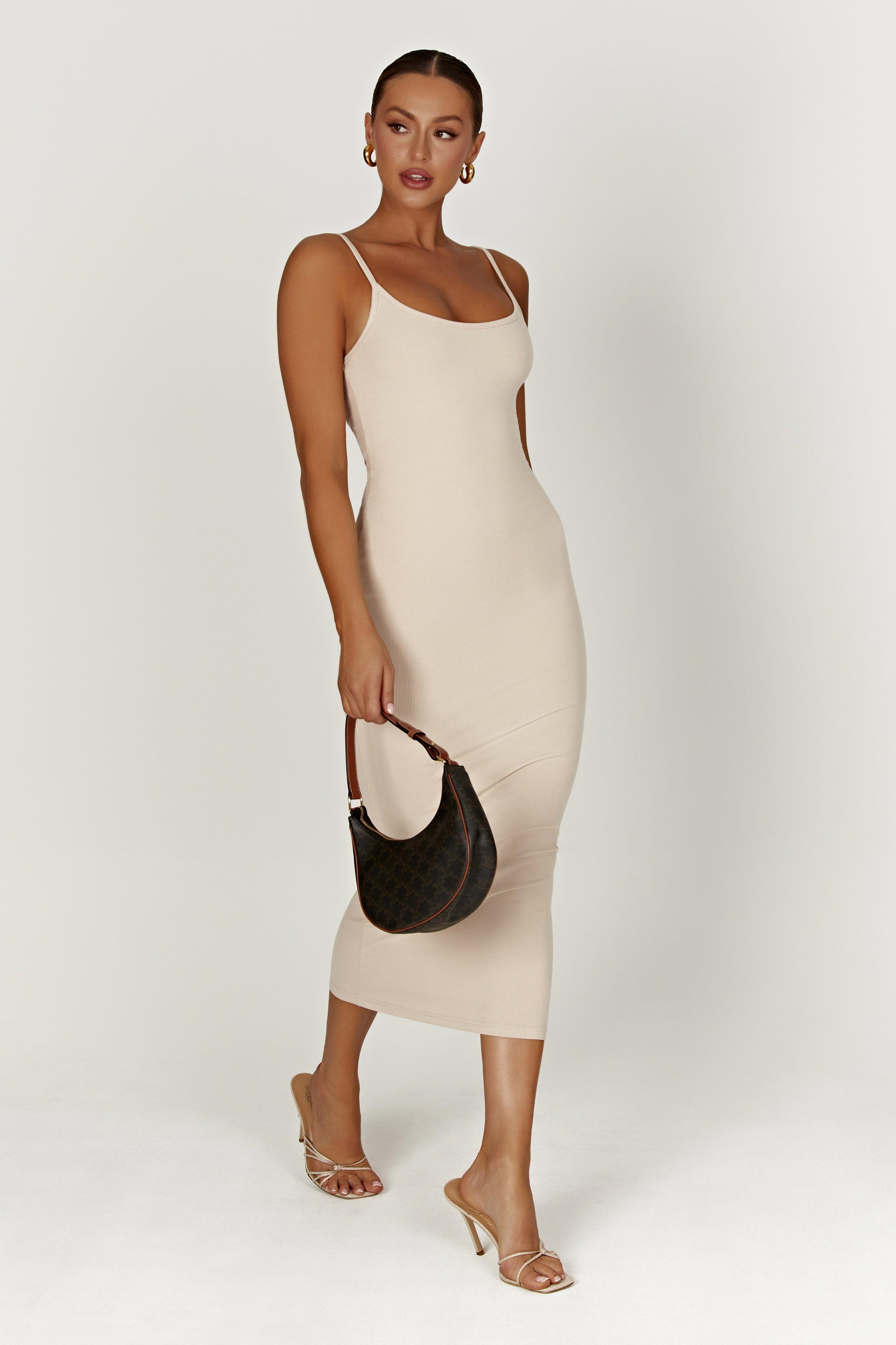 Alexis Ribbed Cami Midi Dress - Cream Product Image