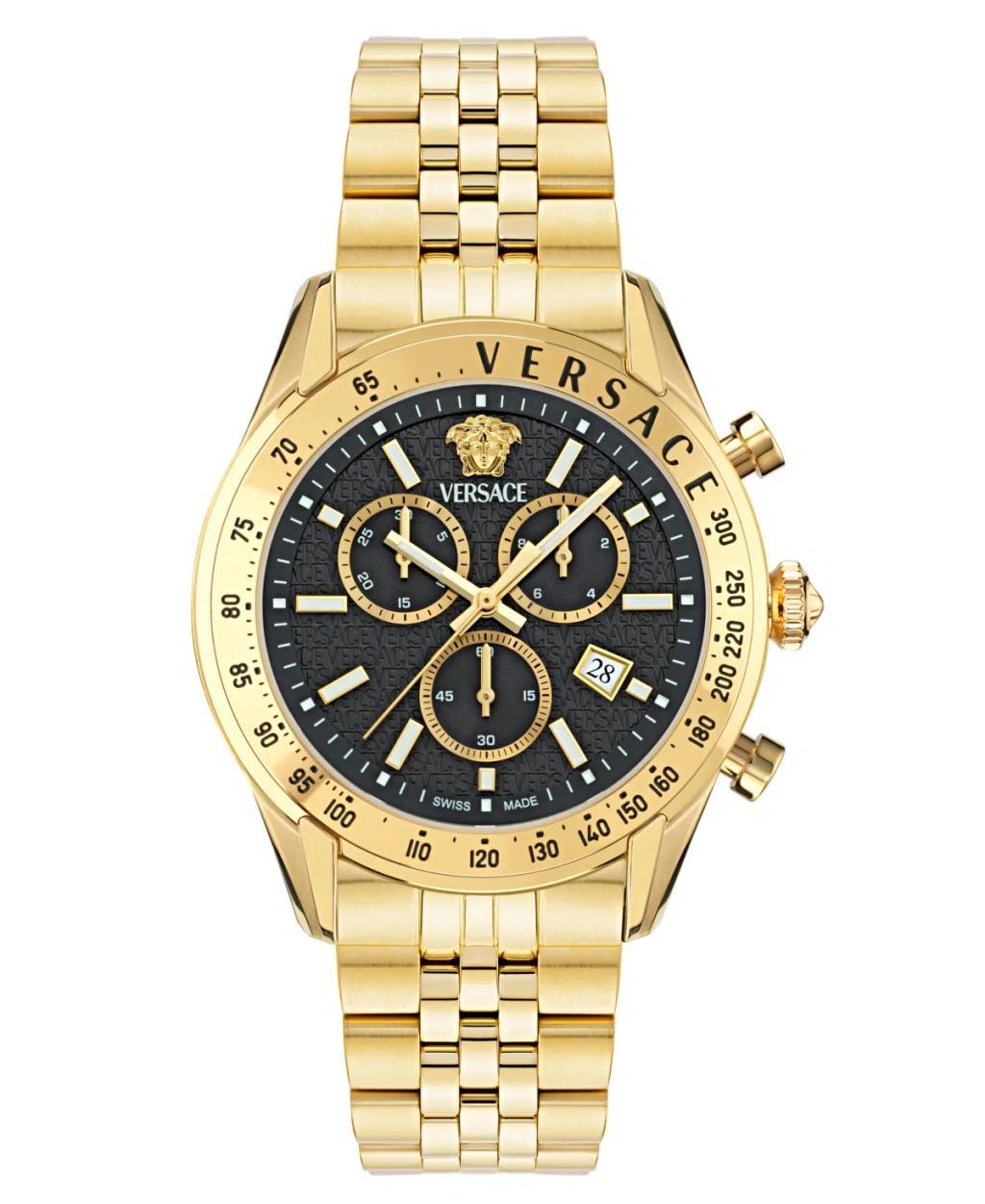 VERSACE Men's Swiss Chronograph Gold Ion Plated Stainless Steel Bracelet Watch 44mm Product Image