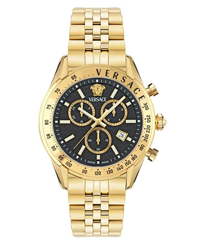 VERSACE Men's Swiss Chronograph Gold Ion Plated Stainless Steel Bracelet Watch 44mm Product Image