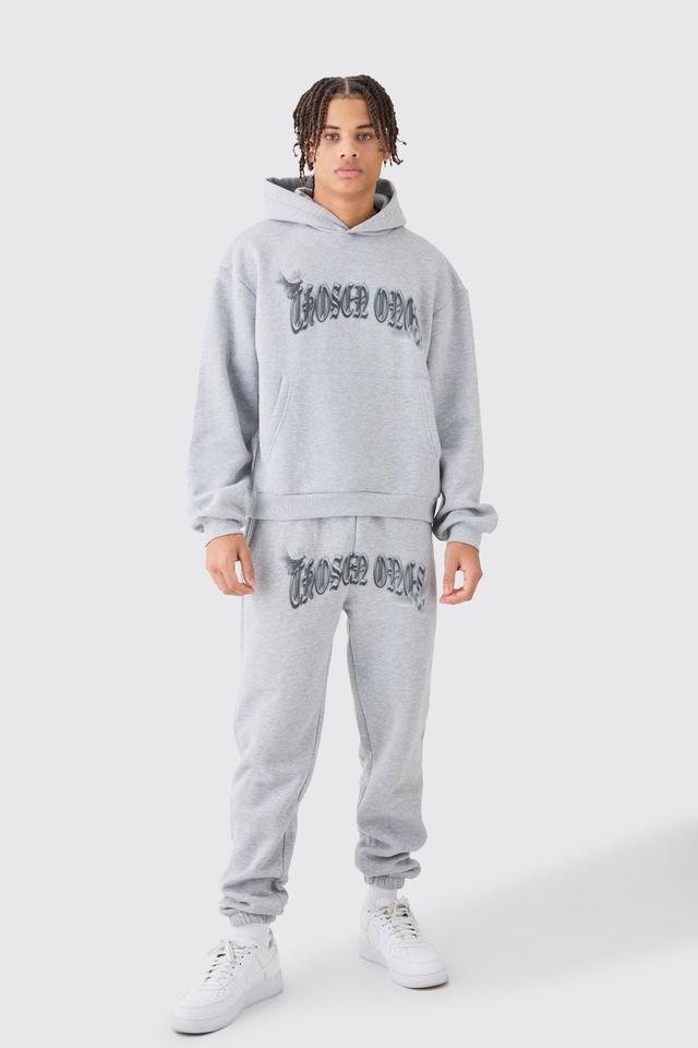 Oversized Boxy Bird Graphic Hooded Tracksuit | boohooMAN USA Product Image