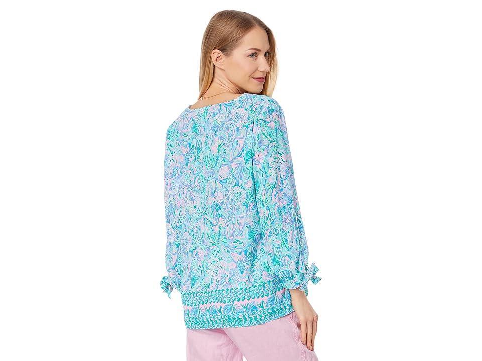 Lilly Pulitzer 3/4 Sleeve Pamala Top (Surf Blue Soleil It On Me) Women's Blouse Product Image