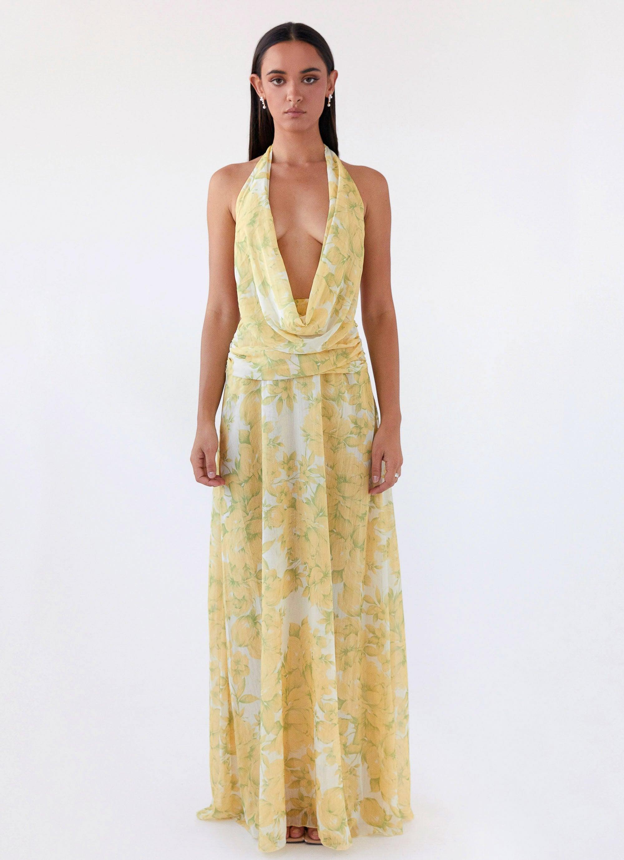 Elysia Chiffon Maxi Dress - Daffodil Product Image