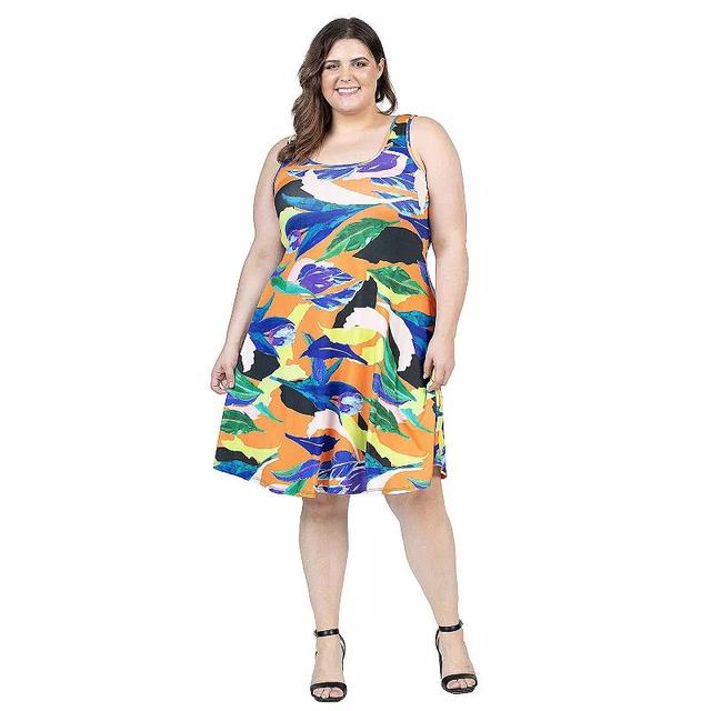 Plus Size 24Seven Comfort Apparel Printed Swing Dress, Womens Product Image