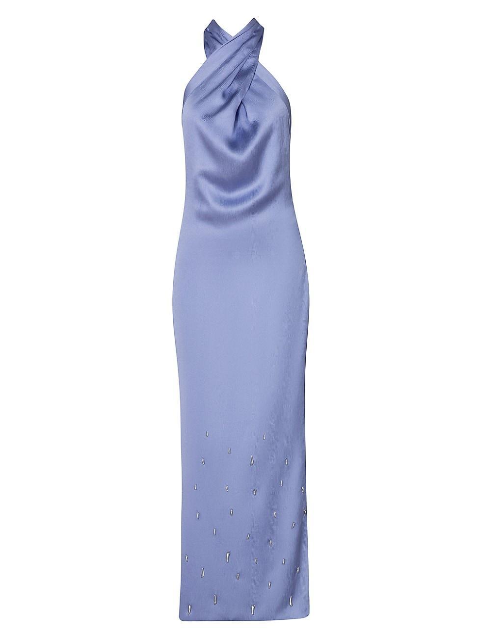 Womens Sarakiniko Amorino Satin Halter Maxi Dress Product Image