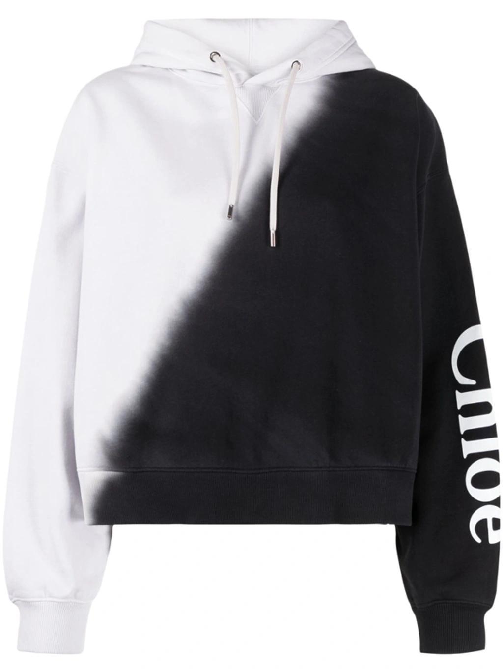 CHLOÉ Logo Printed Drawstring Hoodie In Black Product Image