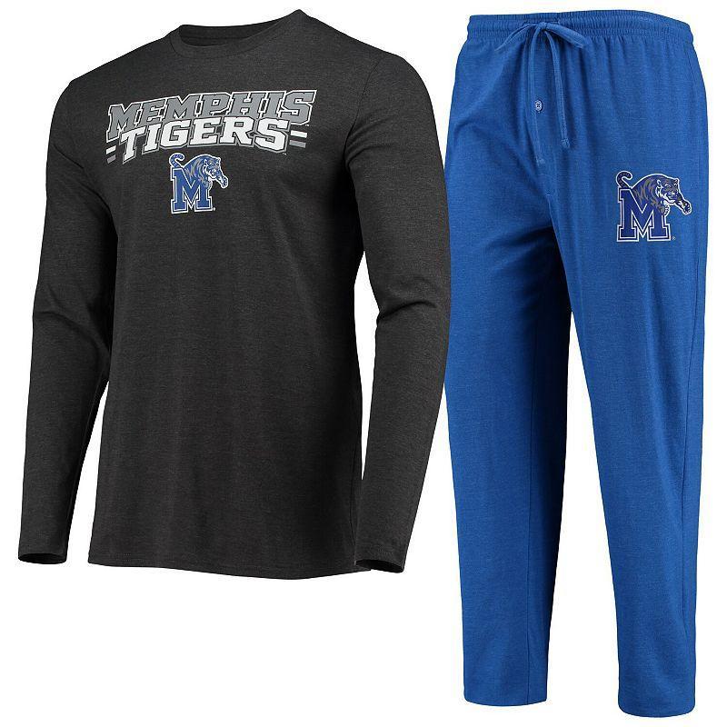 Mens Concepts Sport Royal/Heathered Charcoal Memphis Tigers Meter Long Sleeve T-Shirt & Pants Sleep Set Blue Product Image