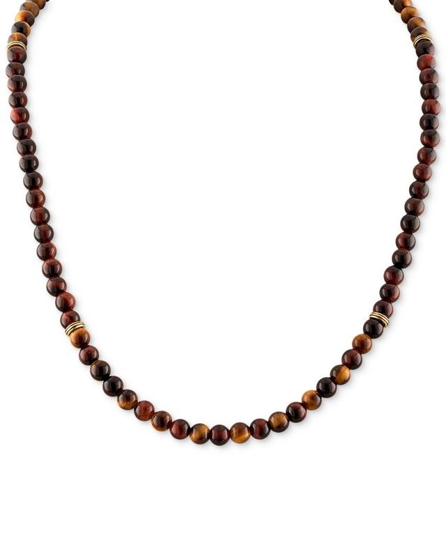 Esquire Mens Jewelry Red Tiger Eye Statement Necklace in 18k Gold-Plated Sterling Silver, Created by Macys Product Image