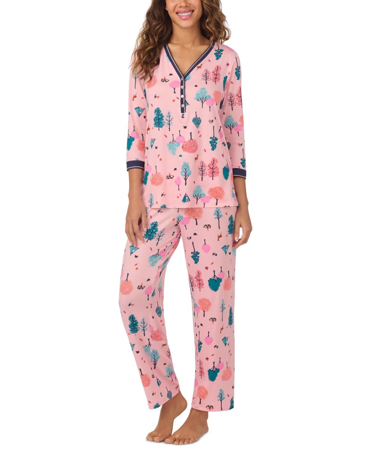 Cuddl Duds Womens 2-Pc. Printed 3/4-Sleeve Pajamas Set Product Image