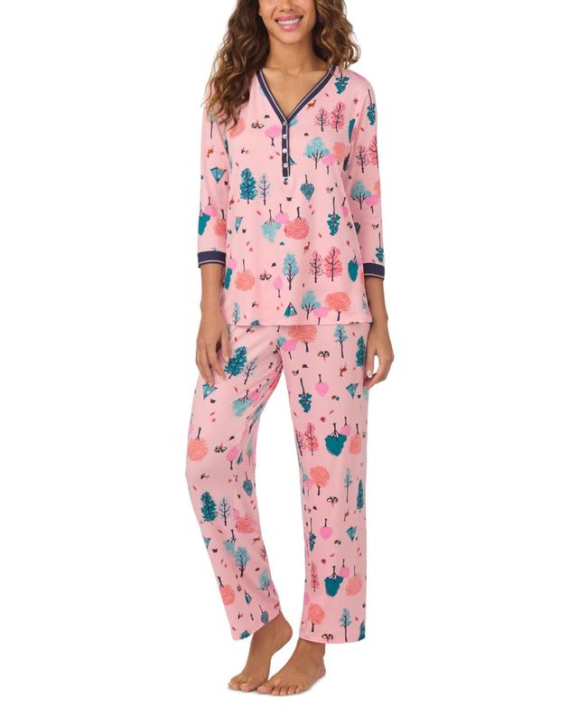 Cuddl Duds Womens 2-Pc. Printed 3/4-Sleeve Pajamas Set Product Image