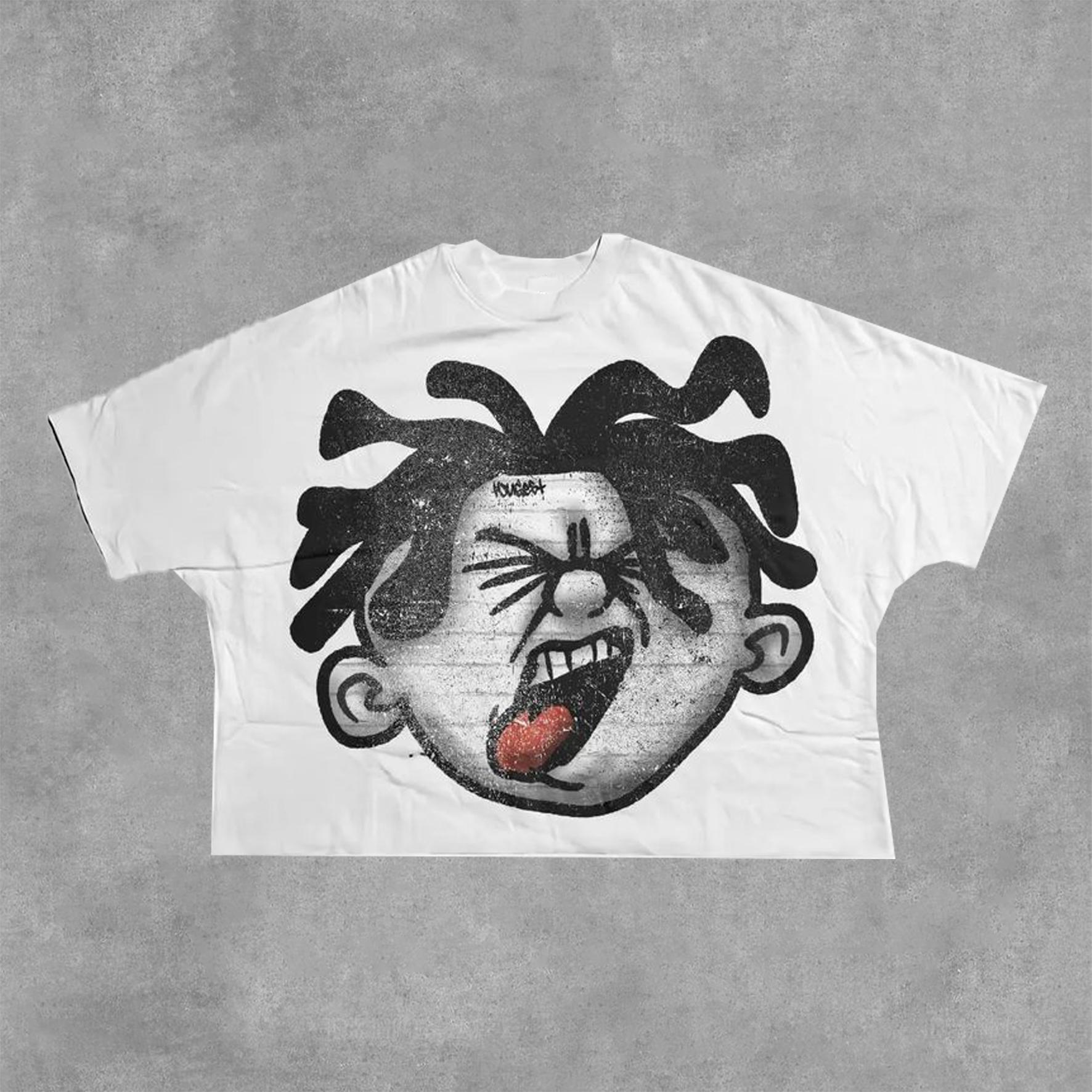 Vintage Enrage Big Face Graphic Short Sleeve T-Shirt Product Image