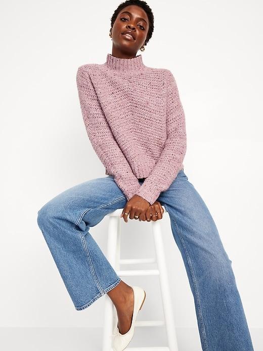 Mock-Neck Crop Sweater Product Image