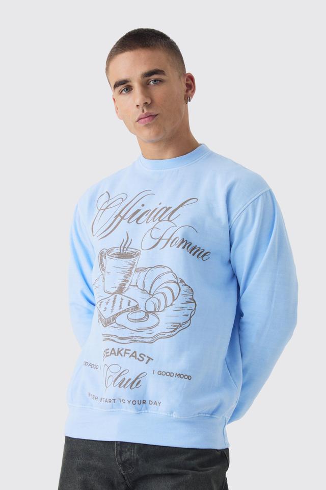 Breakfast Club Line Drawn Graphic Washed Sweatshirt | boohooMAN USA Product Image