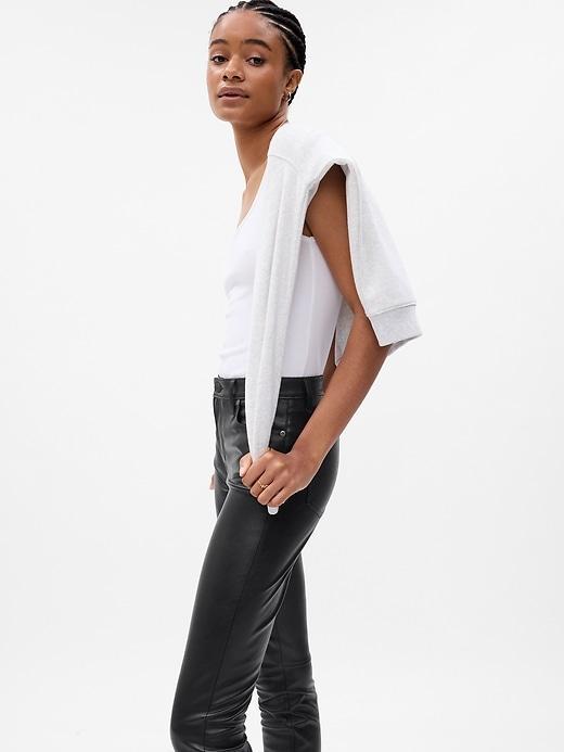 Mid Rise Vegan Leather True Skinny Pants Product Image