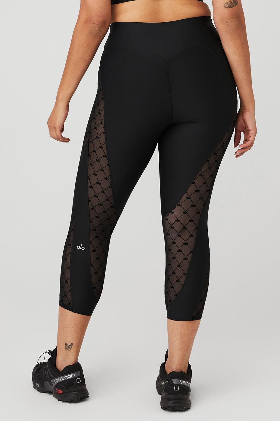 Airlift Mesh High-Waist Celeste Capri - Black Product Image