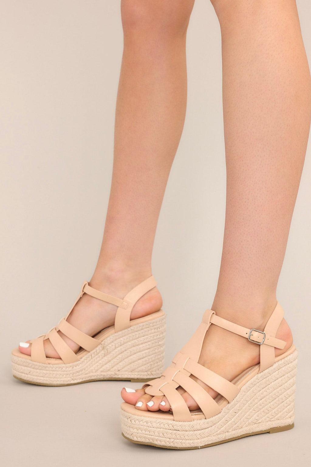 Just Wandering Beige Espadrille Platform Wedge Sandals product image